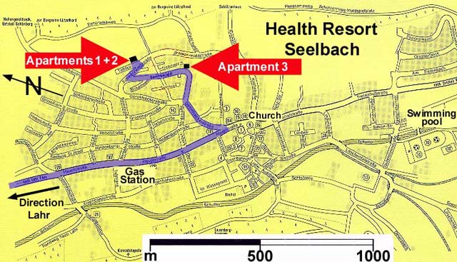 City map of Seelbach 
and how to get to your holiday apartment